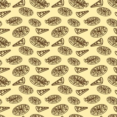vector icon of cute pattern line doodle fast food pizza
