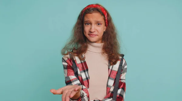 Tiener Kind Meisje Kind Vraagt Waarom Welke Reden Van Falen — Stockfoto
