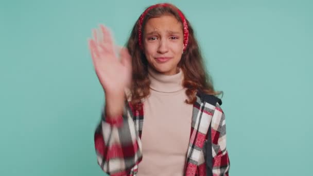Junge Schulmädchen Die Hoffnungslosigkeit Und Einsamkeit Empfinden Nervenzusammenbruch Verliert Von — Stockvideo