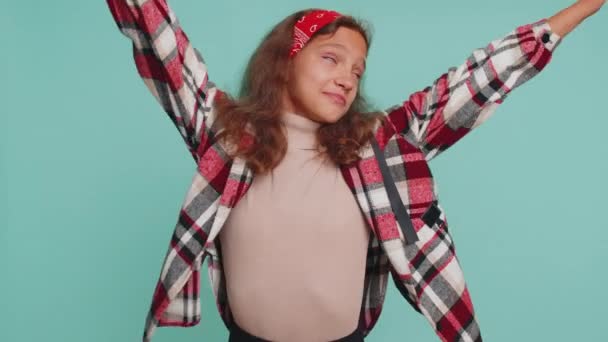 Zmęczony Młody Nastolatek Dziewczynka Dziecko Lat Ziewanie Senny Nieuważny Uczucie — Wideo stockowe