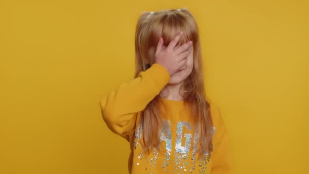 Ansigtshåndfladen Skam Dig Forstyrret Ung Preteen Barn Pige Barn Gør – Stock-video