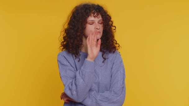 Shh Quiet Please Portrait Millennial Woman Years Old Presses Index — Vídeo de Stock