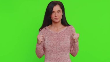 Dissatisfied pretty nervous woman asking reason of failure, expressing disbelief irritation, feeling bored, disappointed in result, bad news. Young adult girl isolated alone on chroma key background