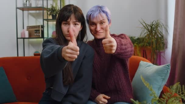 Mint Például Happy Two Young Lesbian Women Family Couple Girls — Stock videók