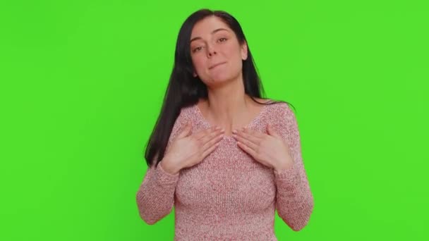 Give Money Please Woman Rubbing Fingers Show Cash Gesture Demands — Video Stock