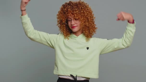 Best Happy Satisfied Selfish Haughty Teen Girl Glasses Proud Her — Stockvideo