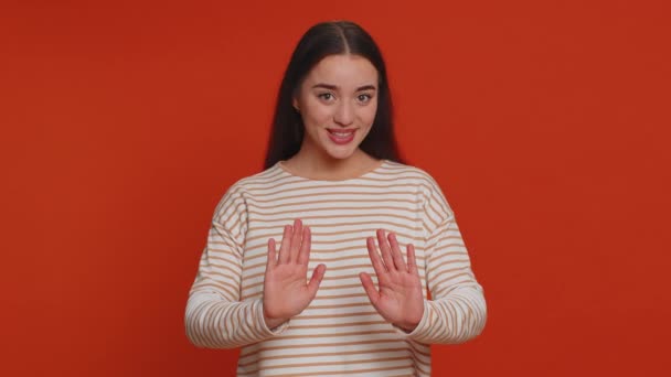 Hey You Careful Young Woman Warning Admonishing Finger Gesture Saying — Stok video
