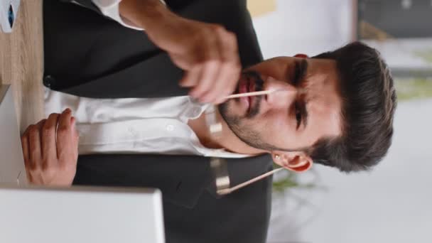 God Wow Indian Businessman Working Home Office Taking Glasses Shocked — Stock videók