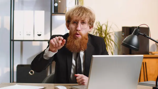 Choose You Bearded Businessman Programmer Software Developer Working Office Laptop — Stock Photo, Image