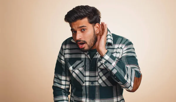 Cant Hear You What Young Indian Man Trying Hear Looking — 图库照片