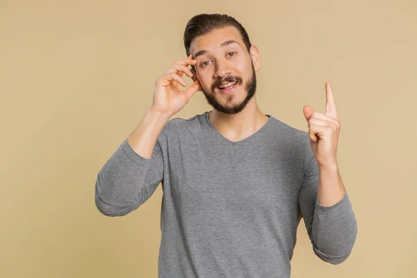 Eureka Inspirierte Junge Mann Libanesischen Zeigefinger Nach Oben Mit Offenem — Stockfoto
