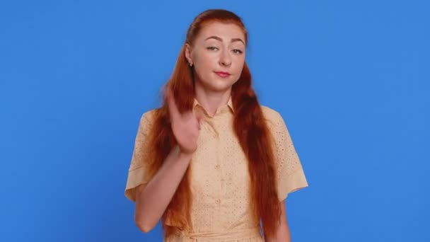 Junge Erwachsene Frau Schüttelt Den Finger Und Sagt Nein Sei — Stockvideo