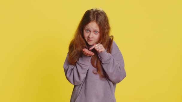 Besoin Vous Plaît Jeune Enfant Préadolescente Enfant Montrant Petit Geste — Video