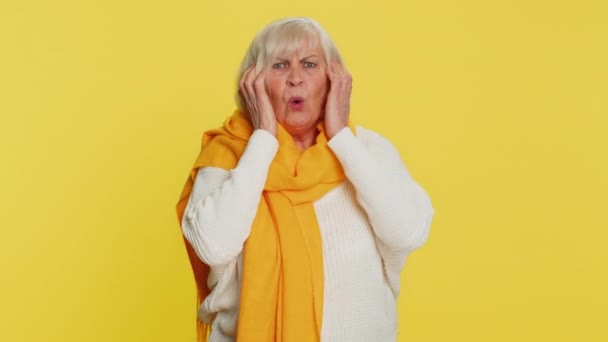 Sad Senior Old Woman Feeling Hopelessness Loneliness Nervous Breakdown Loses — Stock Video