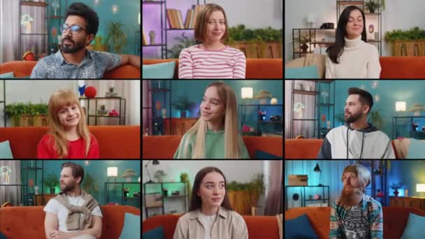 Collage Personnes Souriantes Heureuses Divers Genres Différentes Cultures Âges Ethnicité — Video