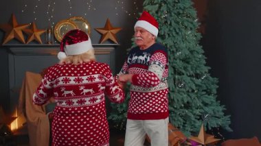 Romantik son sınıf çifti Noel ağacını süslerken evde dans ediyor ve yeni yıl arifesini kutlarken gülümsüyor. Olgun aile büyükannesi tatillerde birlikte eğleniyor.