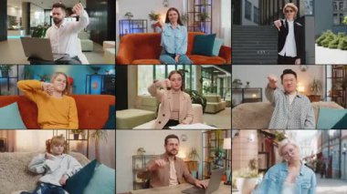 Hoşlanmamak. Mutsuz insanların kolajı farklı cinsiyetler, farklı yaşlar, etnik köken olumsuz geribildirim gösteren hayal kırıklığı tatminsizliği, olumsuz geribildirim gösteren hayal kırıklığı, hayal kırıklığı, başarısızlık, kaybetme