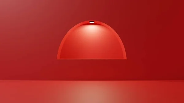 Red Showcase Neon Light Red Room Rendering — Stock Photo, Image