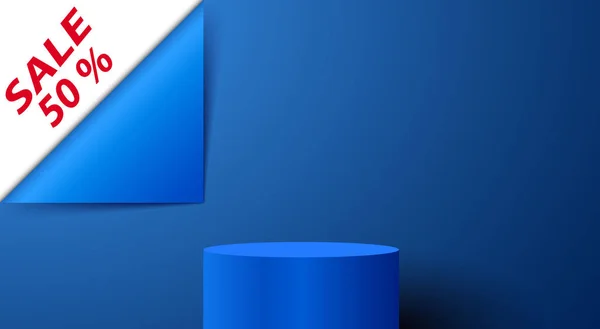 Podium Bleu Avec Vente Texte Blackground Dans Chambre Bleue — Image vectorielle