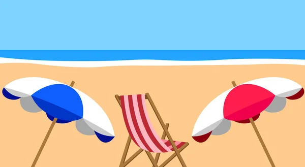 夏天海滩上的椅子和伞 — 图库矢量图片
