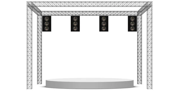 White Stage Speaker Spotlight Truss System White Background — Stock Vector