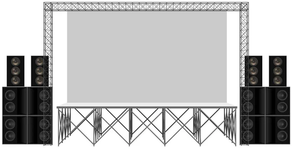 Scène Blanche Haut Parleur Avec Projecteur Sur Système Treillis Sur — Image vectorielle