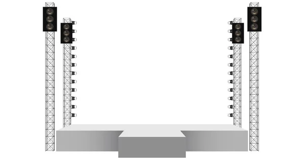 White Stage Speaker Spotlight Truss System White Background — Stock Vector