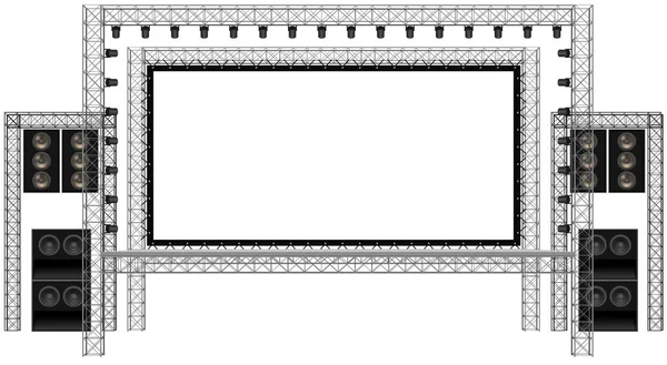 Scène Blanche Haut Parleur Avec Projecteur Sur Système Treillis Sur — Image vectorielle