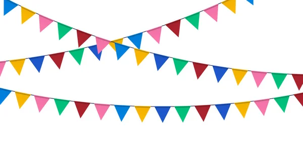 Bandeiras Coloridas Para Festa Fundo Branco —  Vetores de Stock