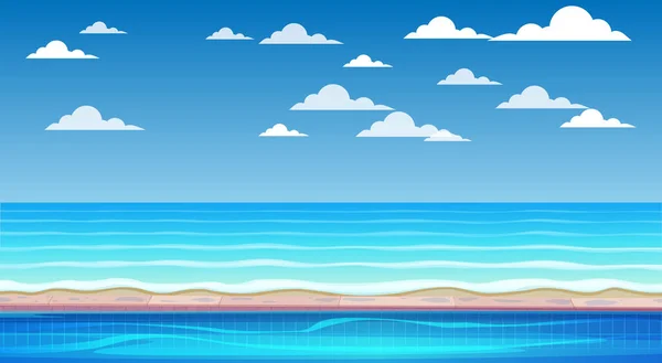 日光浴海滩上的游泳池景观 — 图库矢量图片