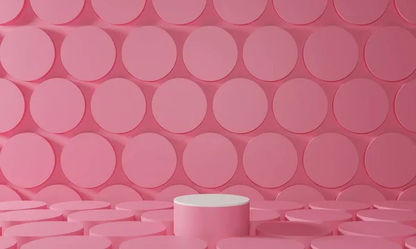 ピンクの部屋3Dレンダリングのネオンライトが付いているピンクのショーケース — ストック写真