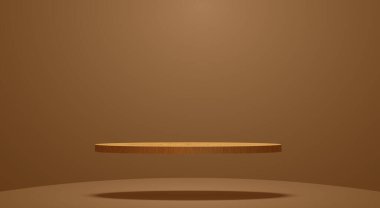 Beyaz stüdyo odasında ahşap silindir.