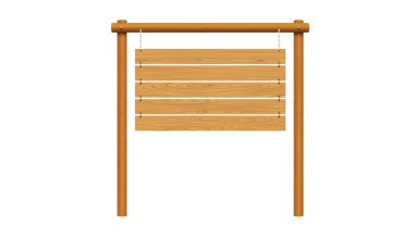 Beyaz arkaplanda boş tahta yol tabelası