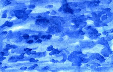 Hand drawn watercolor illustration for trendy modern design. Classic vivid deep blue, rough paper texture