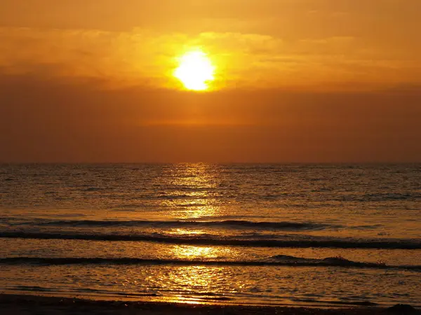 stock image  sundown at the seaside of island amrum, nothsea, germany