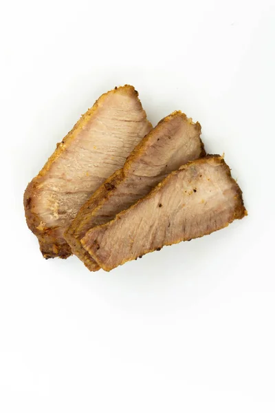 Fresh Baked Pork Slices Isolated White Background — Stock Photo, Image