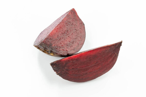 fresh red beetroot slices isolated on white background.