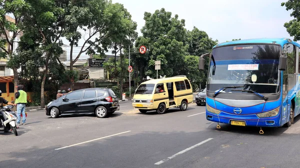 Транс Бандунг Автобус Прямує Дорогою Бандунг Індонезія Жовтня 2022 Року — стокове фото