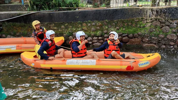 Cheerful Team Rafting River Subang October 2022 — Stock Photo, Image