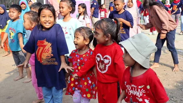 Falusiak Együtt Tornáznak Reggel Vidáman Batang Indonézia Augusztus 2022 — Stock Fotó