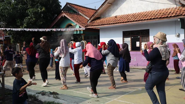 Villagers Doing Gymnastics Together Morning Cheerfully Batang Indonesia Agosto 2022 — Fotografia de Stock