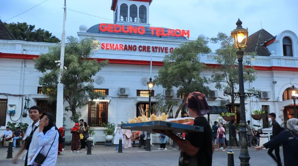 Semarang Eski Şehir Turizm Bölgesi Nin Atmosferi Loş Işık Bulanık — Stok fotoğraf