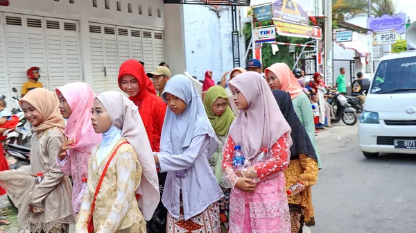 Obywatele Indonezji Świętują Dzień Santriego Paradą Uliczną Pekalongan Października 2022 — Zdjęcie stockowe