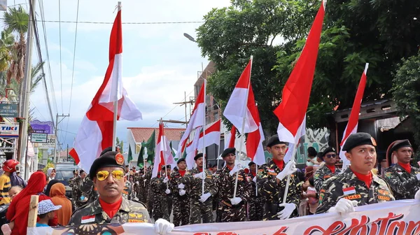 Miembros Del Desfile Tropas Banser Calle Pekalongan Octubre 2022 —  Fotos de Stock