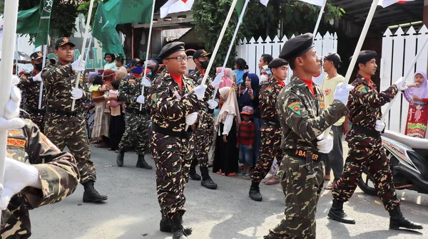 Miembros Del Desfile Tropas Banser Calle Pekalongan Octubre 2022 —  Fotos de Stock