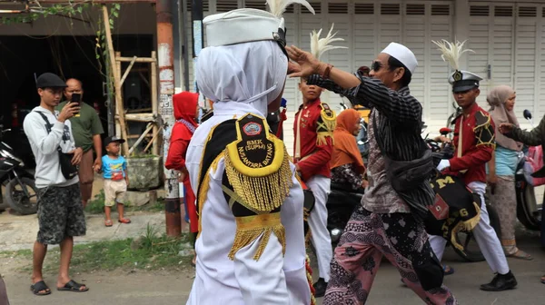 Marching Band Formation Performs Live Parade Street Pekalongan October 2022 — Stock Photo, Image