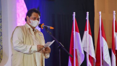 Portrait of Airlangga Hartarto Chairman of Golongan Karya Party Pekalongan, September 17 2021