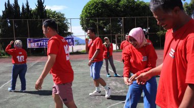 group of people are playing team working Game to build a teamwork, Semarang Indonesia, December 17, 2022