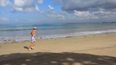 beautiful morning atmosphere at Jimbaran beach, Bali island December 9 2022
