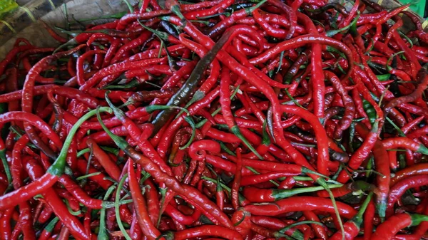 Piles Red Chili Pepper Containers Sold Traditional Markets — Stock Photo, Image